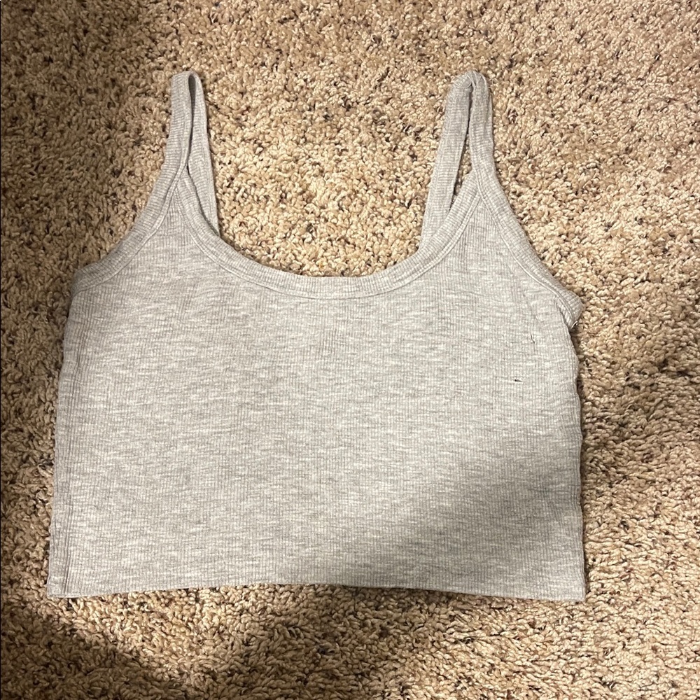 Kendall & Kylie Light Gray Ribbed Tank Top